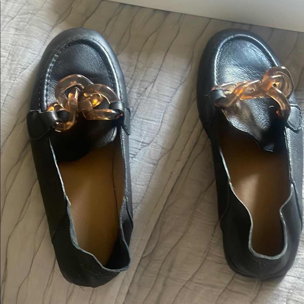 See By Chloe Black and Gold Loafer-Style Shoes